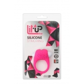 Розовое эрекционное кольцо с щеточкой LIT-UP SILICONE STIMU RING 5 - Dream Toys - в Улан-Удэ купить с доставкой