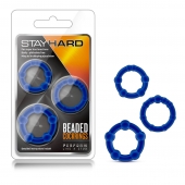 Набор из 3 синих эрекционных колец Stay Hard Beaded Cockrings - Blush Novelties - в Улан-Удэ купить с доставкой