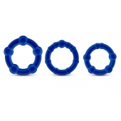 Набор из 3 синих эрекционных колец Stay Hard Beaded Cockrings - Blush Novelties - в Улан-Удэ купить с доставкой