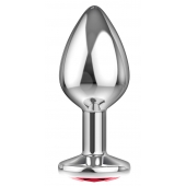 Большая серебристая анальная пробка Diamond Red Sparkle Large с красным кристаллом - 8 см. - Lola Games - купить с доставкой в Улан-Удэ
