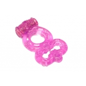 Розовое эрекционное кольцо Rings Treadle с подхватом - Lola Games - в Улан-Удэ купить с доставкой