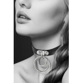 Черный чокер с двумя кольцами - Bijoux Pour Toi - купить с доставкой в Улан-Удэ