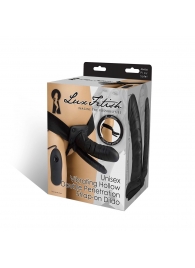 Полый страпон с двумя отростками и вибрацией Unisex Vibrating Hollow Strap-On Double Penetrating Dildo - 17,8 см. - Lux Fetish - купить с доставкой в Улан-Удэ