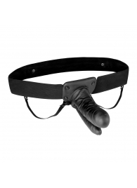 Полый страпон с двумя отростками и вибрацией Unisex Vibrating Hollow Strap-On Double Penetrating Dildo - 17,8 см. - Lux Fetish - купить с доставкой в Улан-Удэ