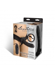 Чёрный полый страпон с вибрацией Unisex Vibrating Hollow Strap-On - 14 см. - Lux Fetish - купить с доставкой в Улан-Удэ