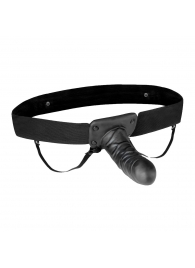 Чёрный полый страпон с вибрацией Unisex Vibrating Hollow Strap-On - 14 см. - Lux Fetish - купить с доставкой в Улан-Удэ