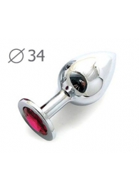 Коническая серебристая анальная втулка с малиновым кристаллом - 8,2 см. - Anal Jewelry Plug - купить с доставкой в Улан-Удэ