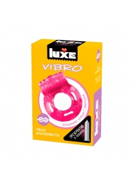 Розовое эрекционное виброкольцо Luxe VIBRO  Ужас Альпиниста  + презерватив - Luxe - в Улан-Удэ купить с доставкой