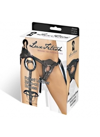 Черные трусики для страпона из патентованной кожи - Lux Fetish - купить с доставкой в Улан-Удэ