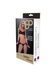Красно-чёрные наручники на металлической цепочке - Blush Novelties - купить с доставкой в Улан-Удэ