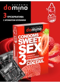 Презервативы для орального секса DOMINO Sweet Sex с ароматом клубничного коктейля  - 3 шт. - Domino - купить с доставкой в Улан-Удэ