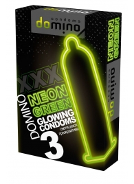 Презервативы DOMINO Neon Green со светящимся в темноте кончиком - 3 шт. - Domino - купить с доставкой в Улан-Удэ