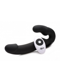 Черный безремневой страпон Urge Silicone Strap On с пультом ДУ - 24 см. - XR Brands - купить с доставкой в Улан-Удэ