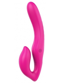 Ярко-розовый безремневой страпон REMOTE DOUBLE DIPPER - 22 см. - Dream Toys - купить с доставкой в Улан-Удэ