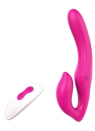 Ярко-розовый безремневой страпон REMOTE DOUBLE DIPPER - 22 см. - Dream Toys - купить с доставкой в Улан-Удэ