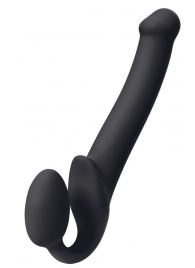 Черный безремневой страпон Silicone Bendable Strap-On M - Strap-on-me - купить с доставкой в Улан-Удэ