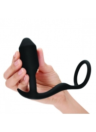 Черное эрекционное кольцо с анальным плагом Snug   Tug - b-Vibe - в Улан-Удэ купить с доставкой