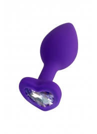 Фиолетовая анальная втулка Diamond Heart с прозрачным кристаллом - 7 см. - ToyFa - купить с доставкой в Улан-Удэ