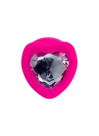 Розовая анальная втулка Diamond Heart с прозрачным кристаллом - 9,5 см. - ToyFa - купить с доставкой в Улан-Удэ
