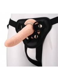 Телесный страпон на черных трусиках STRAP ON REAL DILDO - 20 см. - Dream Toys - купить с доставкой в Улан-Удэ