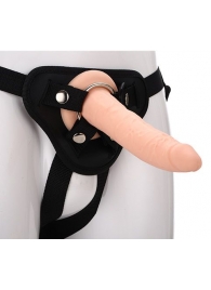 Телесный страпон на черных трусиках STRAP ON REAL DILDO - 20 см. - Dream Toys - купить с доставкой в Улан-Удэ