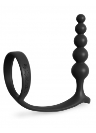 Черная анальная цепочка с эрекционным кольцом Ass-gasm Cockring Anal Beads - Pipedream - в Улан-Удэ купить с доставкой