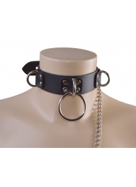 Черный кожаный ошейник Big Ring - Sitabella - купить с доставкой в Улан-Удэ
