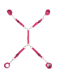 Ярко-розовый набор фиксаций на кровати Classic Bed Spreader - Lux Fetish - купить с доставкой в Улан-Удэ