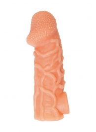Телесная закрытая насадка с венками Cock Sleeve Size M - 15,6 см. - KOKOS - в Улан-Удэ купить с доставкой