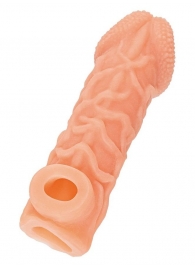 Телесная закрытая насадка с венками Cock Sleeve Size M - 15,6 см. - KOKOS - в Улан-Удэ купить с доставкой