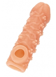 Телесная закрытая насадка с пучками шишечек Cock Sleeve Size L - 17,6 см. - KOKOS - в Улан-Удэ купить с доставкой