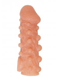 Телесная закрытая насадка с шариками Cock Sleeve Size L - 17,6 см. - KOKOS - в Улан-Удэ купить с доставкой