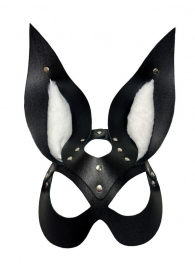 Черная маска зайки с белым мехом на ушках Miss Bunny - БДСМ Арсенал - купить с доставкой в Улан-Удэ