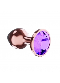 Пробка цвета розового золота с фиолетовым кристаллом Diamond Amethyst Shine L - 8,3 см. - Lola Games - купить с доставкой в Улан-Удэ