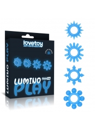 Набор из 4 голубых, светящихся в темноте эрекционных колец Lumino Play - Lovetoy - в Улан-Удэ купить с доставкой