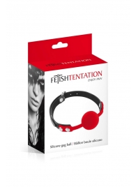 Красный кляп-шарик на черных ремешках - Fetish Tentation - купить с доставкой в Улан-Удэ