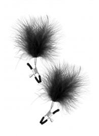 Зажимы на соски с черными пуховыми кисточками Sweet Caress Feather Nipple Clumps - Sweet Caress - купить с доставкой в Улан-Удэ