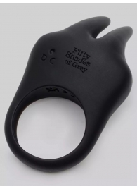 Черное эрекционное виброкольцо Sensation Rechargeable Vibrating Rabbit Love Ring - Fifty Shades of Grey - в Улан-Удэ купить с доставкой