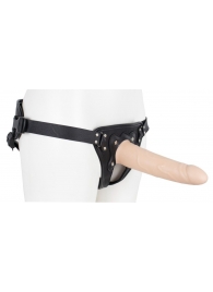 Пустотелый страпон Harness CLASSIC с бандажом - 19,5 см. - LOVETOY (А-Полимер) - купить с доставкой в Улан-Удэ