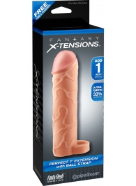 Телесная насадка с кольцом Perfect 1 Extension with Ball Strap - 17 см. - Pipedream - в Улан-Удэ купить с доставкой