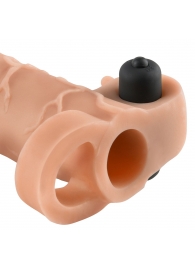 Телесная вибронасадка с кольцом Vibrating Real Feel 2 Extension - 16 см. - Pipedream - в Улан-Удэ купить с доставкой