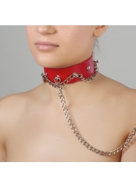 Красный ошейник из натуральной кожи - Sitabella - купить с доставкой в Улан-Удэ