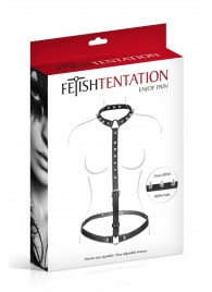 Черная упряжь на тело с шипами на ошейнике - Fetish Tentation - купить с доставкой в Улан-Удэ