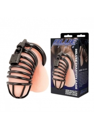 Черная металлическая клетка с замком Deluxe Chastity Cage - BlueLine - купить с доставкой в Улан-Удэ