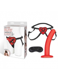 Красный поясной фаллоимитатор Red Heart Strap on Harness   5in Dildo Set - 12,25 см. - Lux Fetish - купить с доставкой в Улан-Удэ