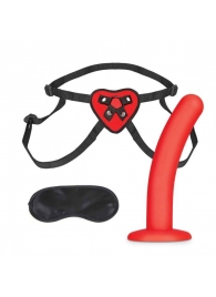 Красный поясной фаллоимитатор Red Heart Strap on Harness   5in Dildo Set - 12,25 см. - Lux Fetish - купить с доставкой в Улан-Удэ