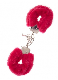 Металлические наручники с красной меховой опушкой METAL HANDCUFF WITH PLUSH RED - Dream Toys - купить с доставкой в Улан-Удэ