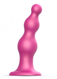 Розовая насадка Strap-On-Me Dildo Plug Beads size L - Strap-on-me - купить с доставкой в Улан-Удэ