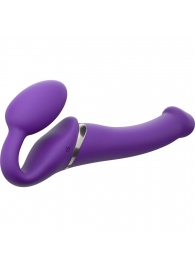 Фиолетовый безремневой вибрострапон Vibrating Bendable Strap-On - size L - Strap-on-me - купить с доставкой в Улан-Удэ