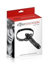 Черный кляп-фаллоимитатор Double Penis Gag - Fetish Tentation - купить с доставкой в Улан-Удэ
